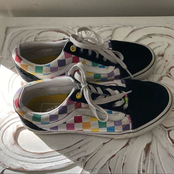 Vans Old Skool rainbow checker womens 6.5 - Picture 1 of 8